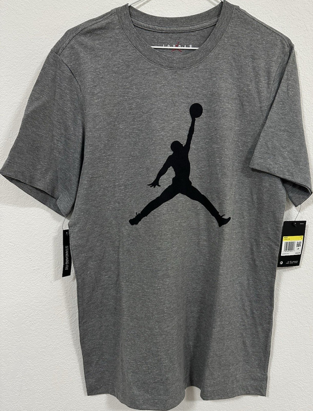 Jordan Jumpman Graphic Logo Men's Short Sleeve T-Shirt Gray Crew Neck S