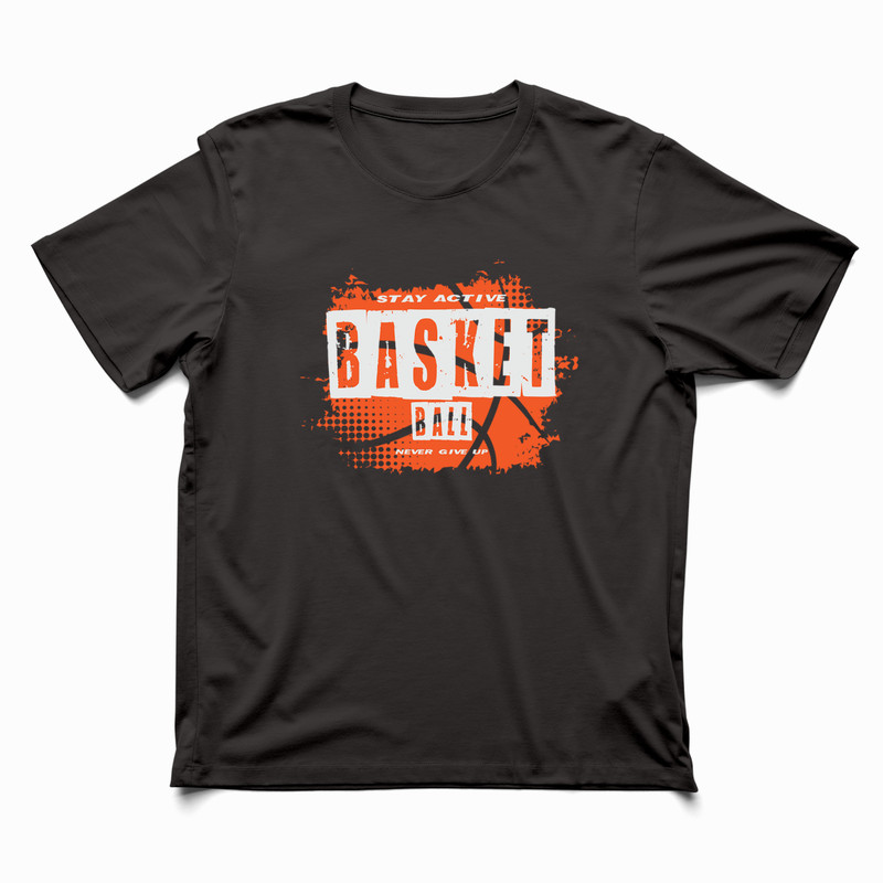 Black Color Graphic Tee Basketball Print Text Logo Men Women Custom T-Shirt 003