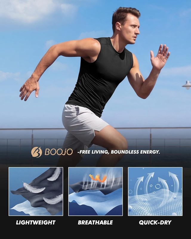 Compression Shirt Men - Sleeveless Tee Tank Top Workout Running Quick Dry Bas... gallery