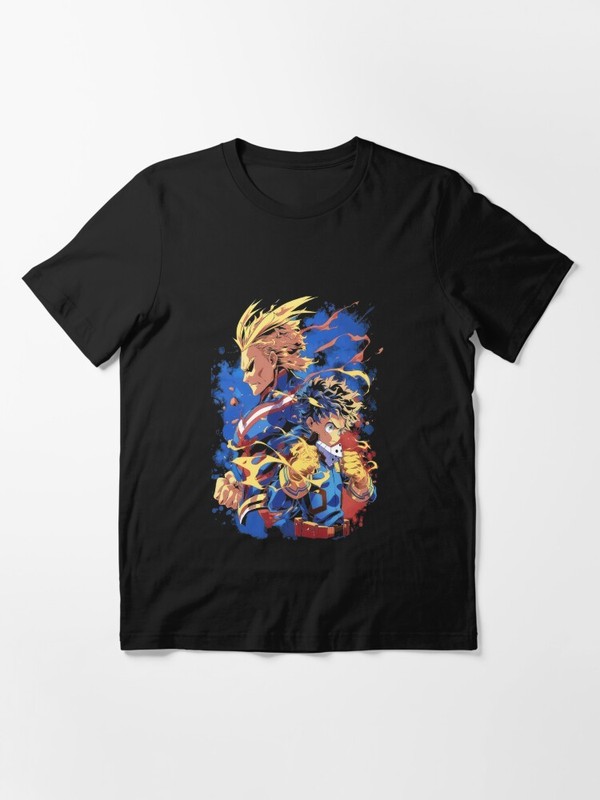 Anime My Hero Academia Deku And All Might Black T-shirt Size S-5XL
