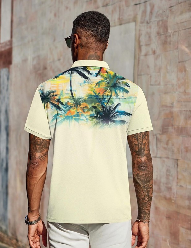 Men's Hawaiian Golf Polo Shirt - Premium Print Moisture Wicking -Soft Sports Tee gallery