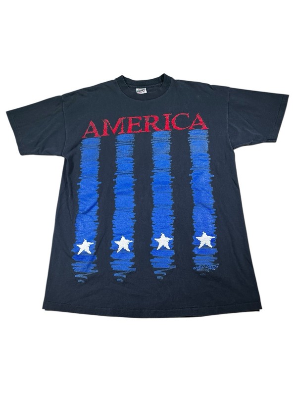 Vintage Wild Oats Black Shirt XL 100% Cotton United States Flag Graphic Tee