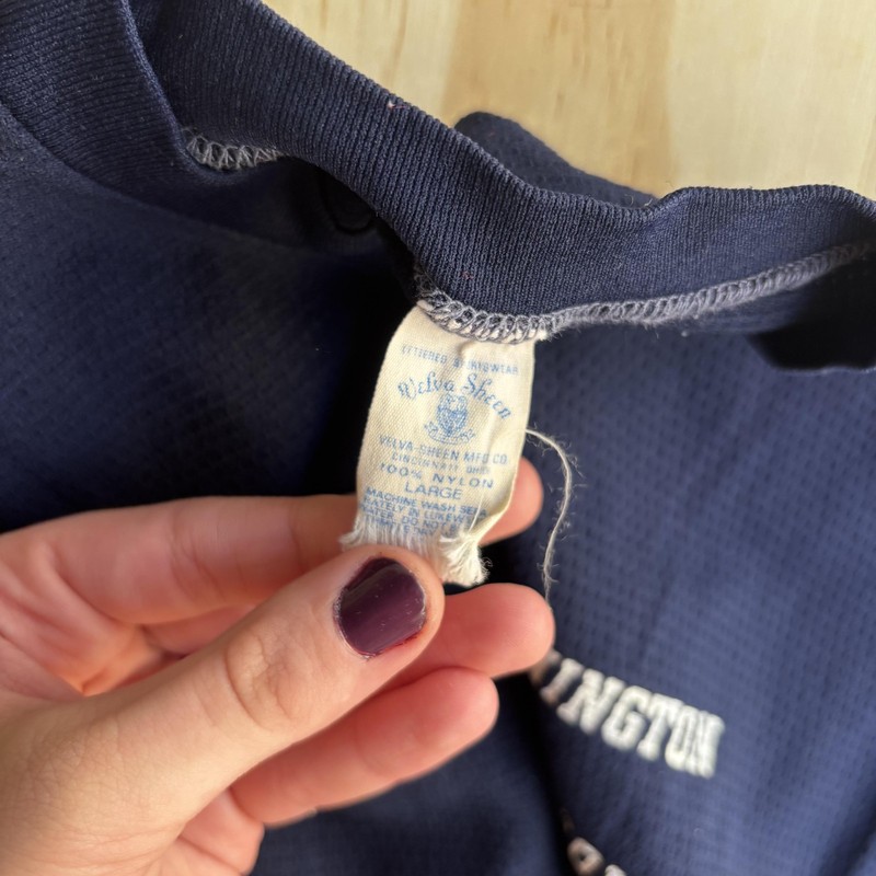 Vintage 70s Velva Sheen Shirt Mens Large Blue Washington Jefferson Tee T-Shirt gallery