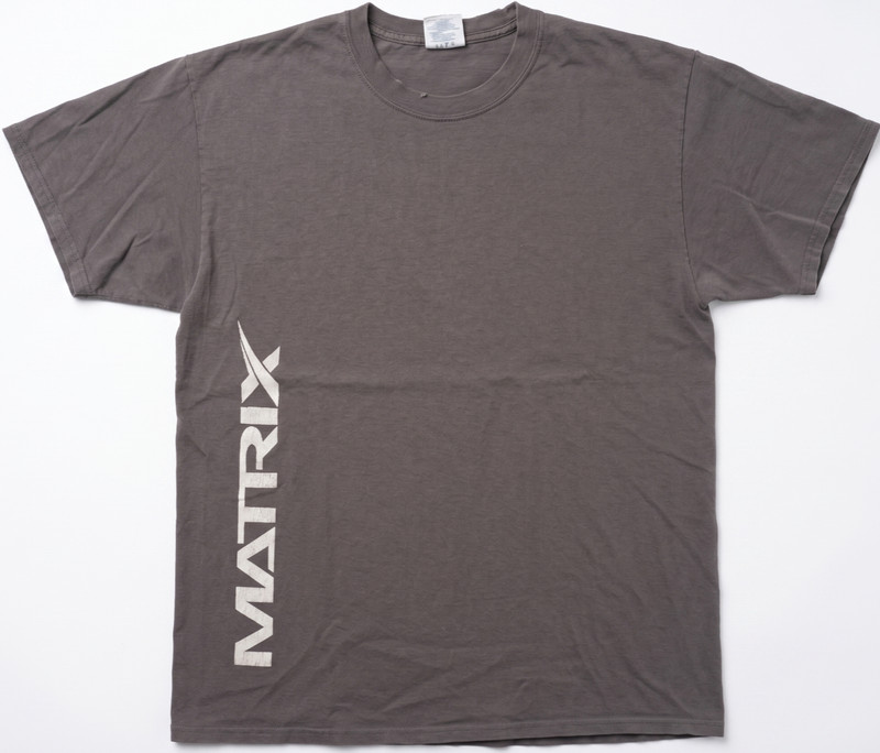 MEN’S TSHIRT: Matrix Vertical Side Text Print Gray Grey Cotton LARGE L