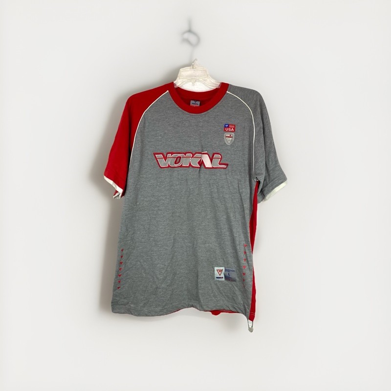 Vokal Vintage Y2K Colorblock Jersey T-Shirt Grey Red USA Patch Mens Large
