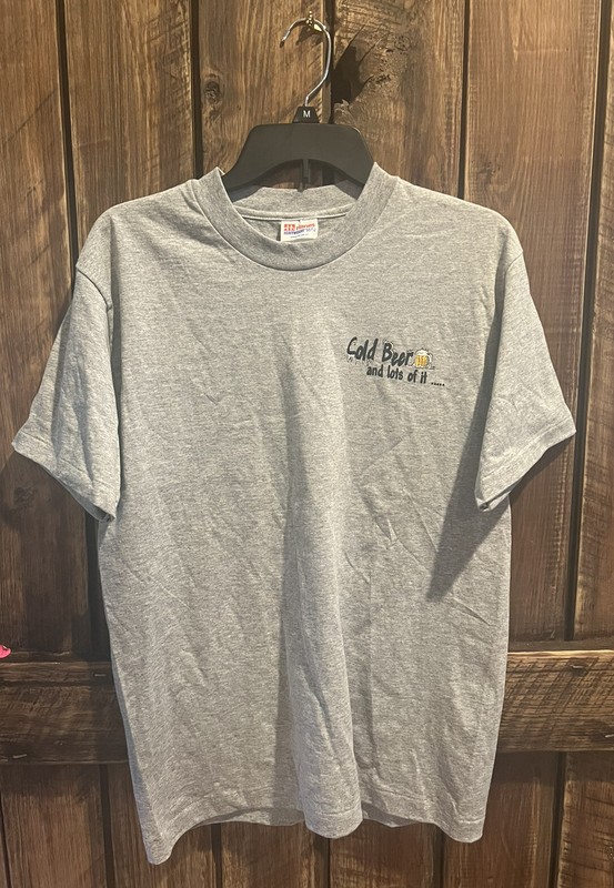 Vintage Cold Beer Hanes Heavyweight Gray T-Shirt 50/50 Men’s Size Medium (M)