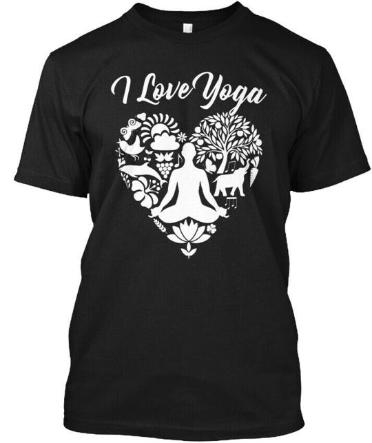 I Love Yoga T-Shirt Made in the USA Size S to 5XL