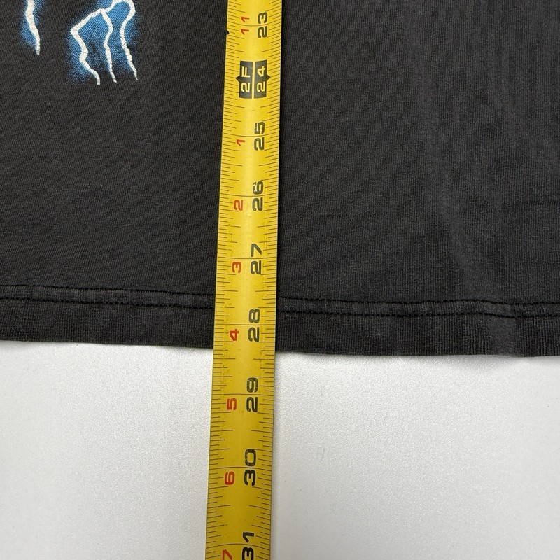 Vintage American Thunder Lightning Wolf T Shirt Mens L/XL Faded Black 90s gallery