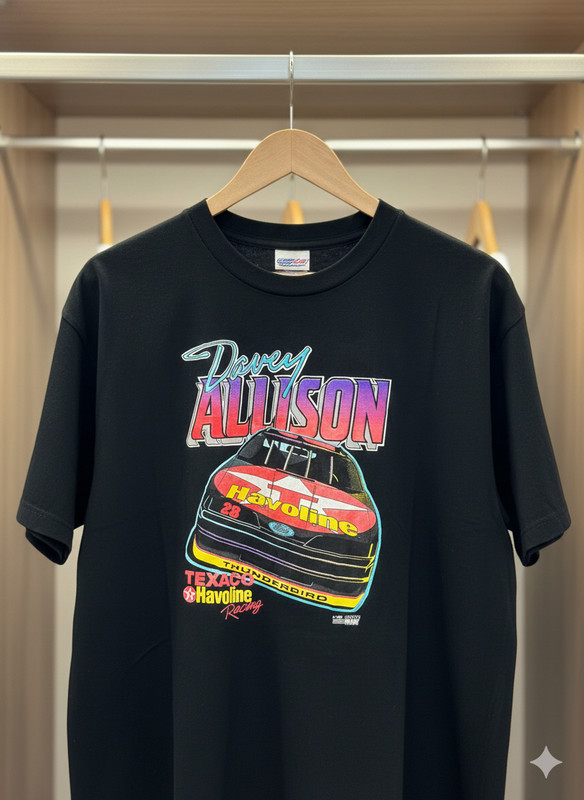 Davey Allison Havoline Racing T-Shirt Black Texaco Thunderbird – T399