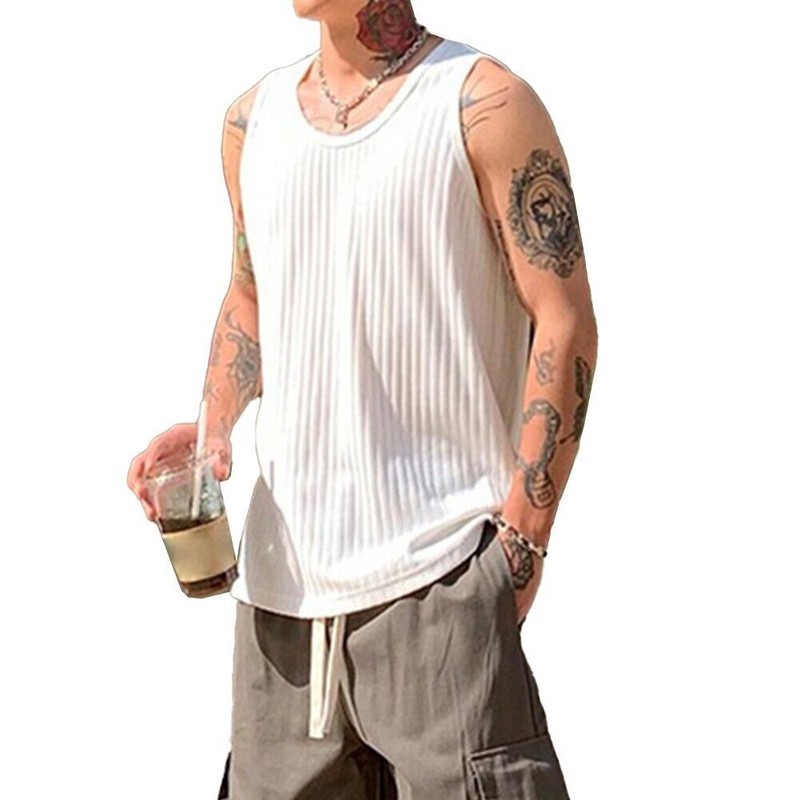 Ribbed Sleeveless Tank Top for Men, Comfortable Activewear Vest for Daily Wear gallery