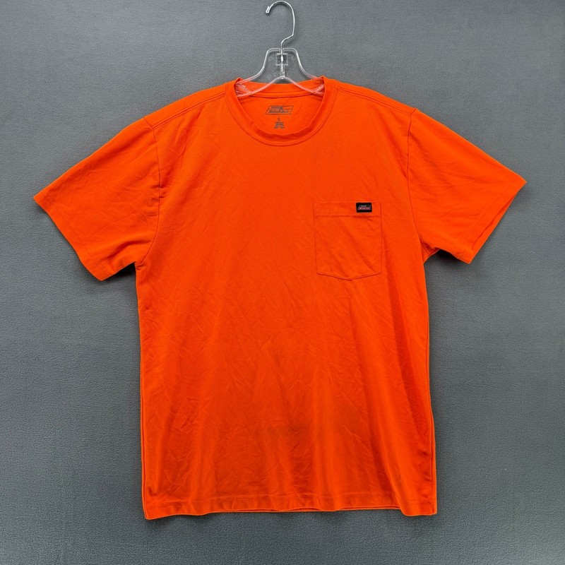 Genuine Dickies Mens Performance Pocket T-Shirt Safety Orange Large Mesh Tee