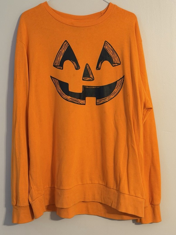 VTG Mad Engine 2XL Orange Jack O Lantern Halloween Long Sleeve Shirt