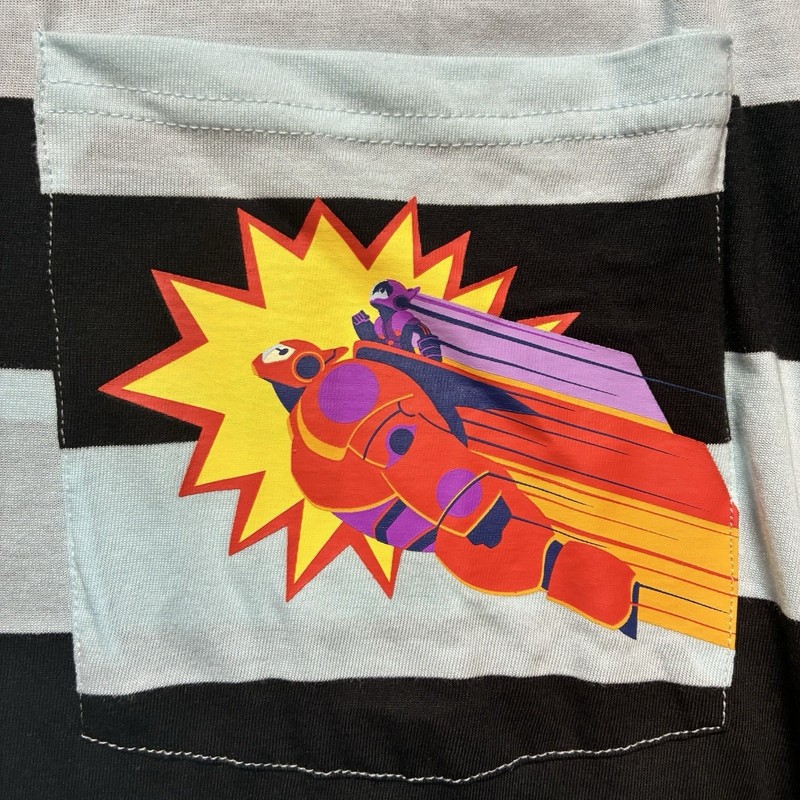 NWT Big Hero 6 Baymax Jersey Style Striped Shirt w/ Front Pocket Size S/M Disney gallery