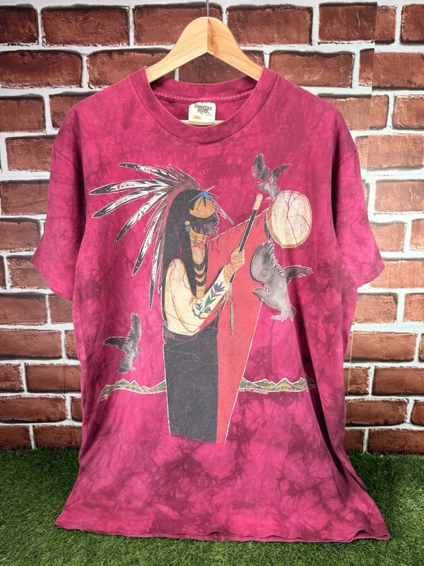 Vintage 1995 Native American Horse Tie Dye Graphic T-Shirt The Mountain Tee L