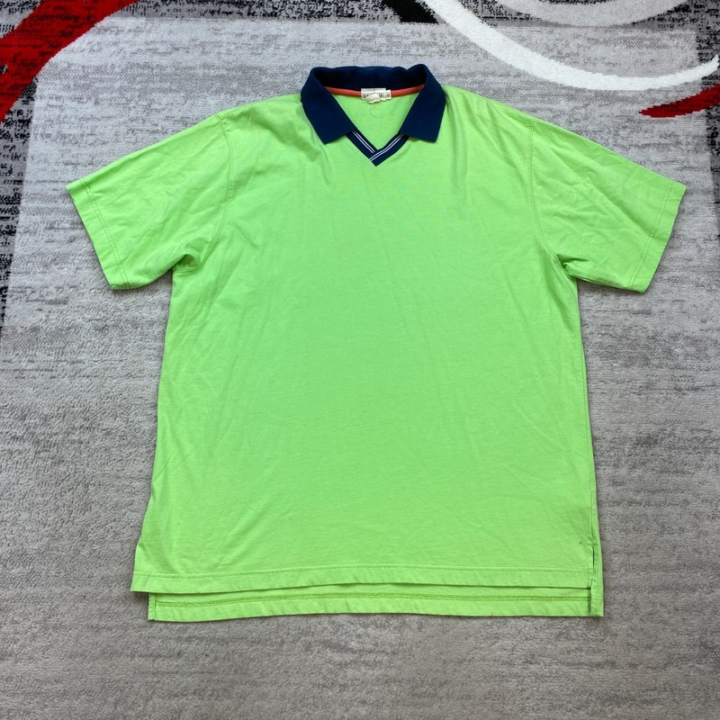 VTG J Crew Oarsman Kit Polo Shirt Extra Large Green Cotton Outdoor USA Hiker 90s
