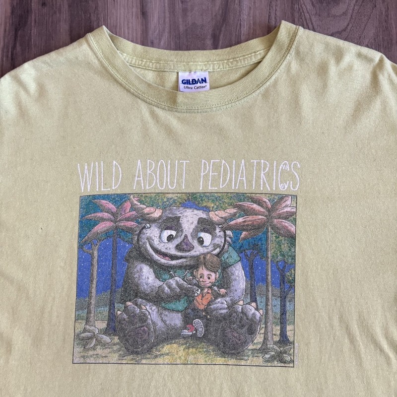 Vintage Where The Wild Things Are T-Shirt Men’s Size L Pediatric Volt Green WORN