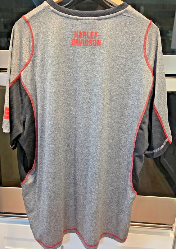 NEW - Harley Davidson -gray & blk short sleeve stretch pullover shirt - size 2XL gallery