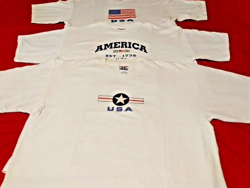 Sof Tee 3 pc patriotic white short sleeve T-shirts size XL 100% cotton fabric gallery