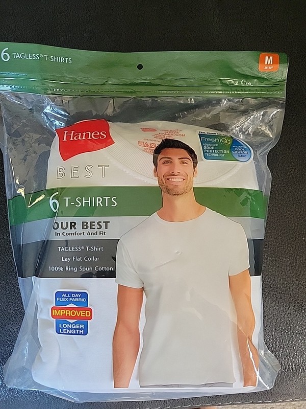 Hanes Men's FreshIQ ComfortSoft Crewneck Undershirt - White (Pack of 6) Size M