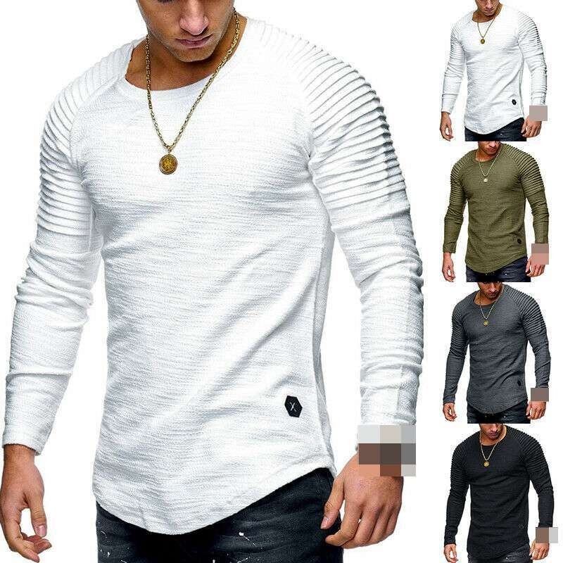 Men's T-shirt O Neck Slim Fit Casual Muscle Tee Tops Blouse Long Sleeve M-3XL 😍 gallery