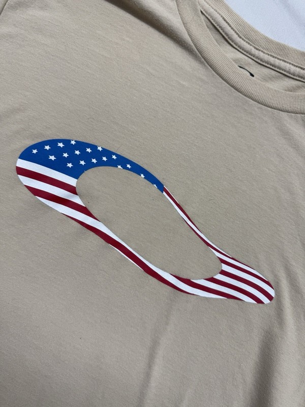 Oakley USA Flag Logo Hydrolix Graphic Tee Tan Desert Sand Medium gallery