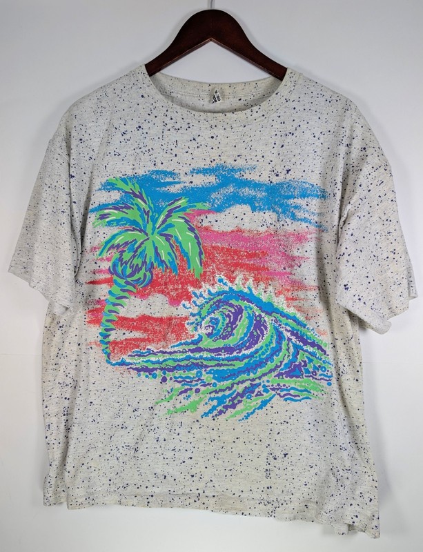 Vintage Body Co Shirt Large Single Stitch Palm Tree Wave Surf Gym Bodybuilding