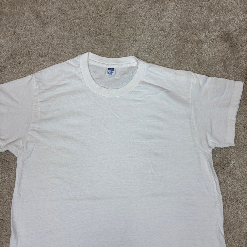 Vintage 70s Hanes Blank Poly Cotton Single Stitch T Shirt Men's Large gallery