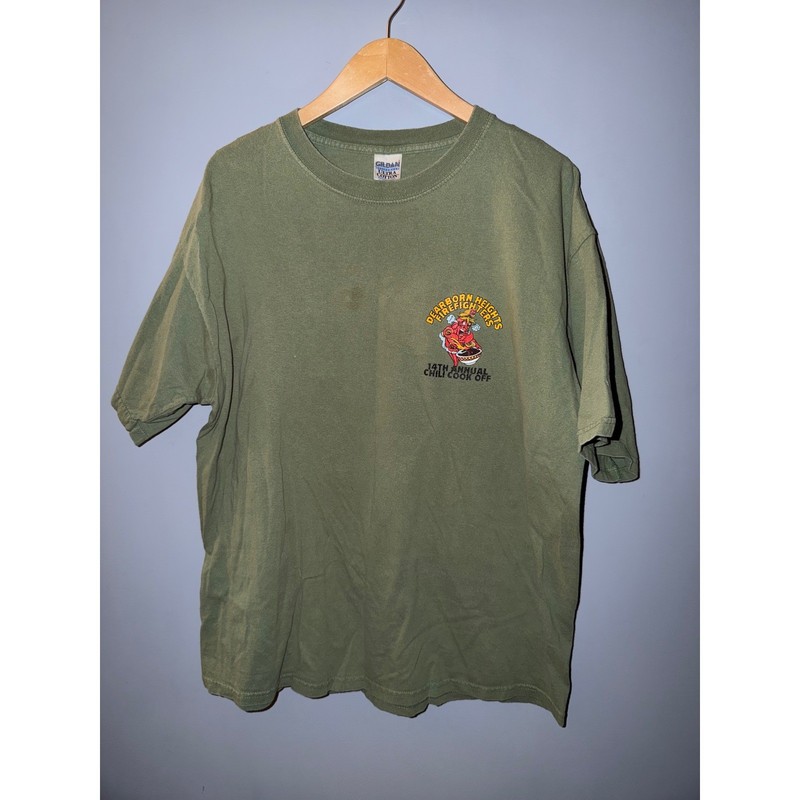 Vintage 2006 Dearborn Heights Firefighters Chili Cook Off Shirt XL Olive Green gallery