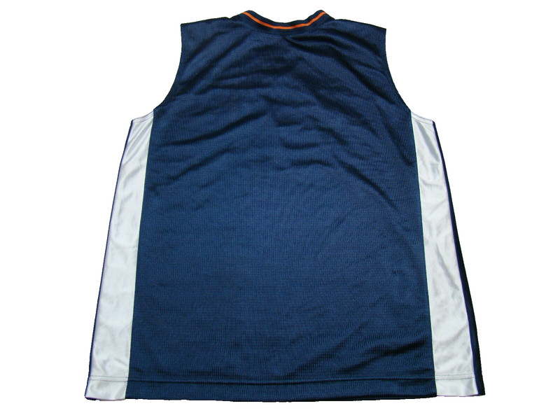 Vintage Nike Mens Size L Satin Swoosh Basketball Blue Orange Tank Top Jersey gallery