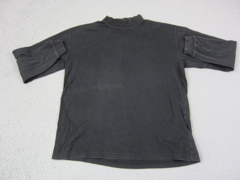 Vintage St Johns Bay Shirt Mens Large L Black Mock Neck Blank Long Sleeve 90s