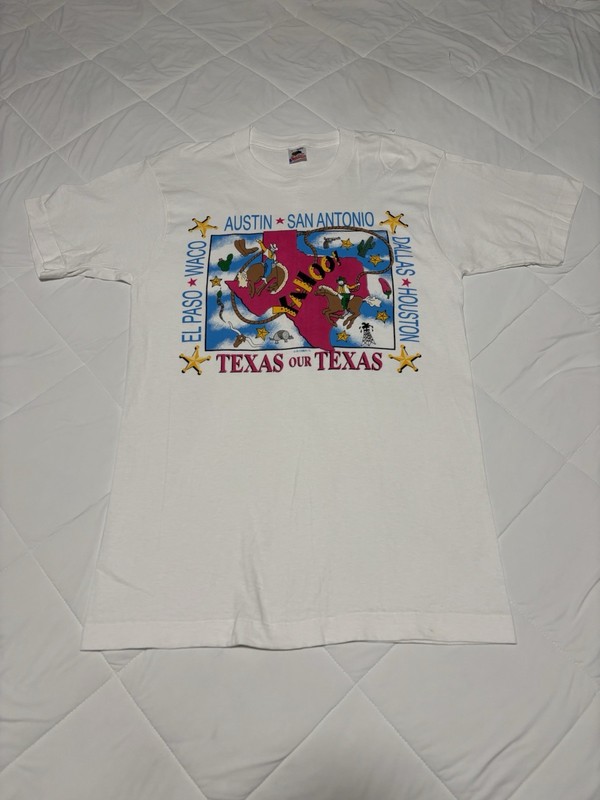 Vintage 1991 Texas our Texas Souvenir T-Shirt Size L Travel Vacation Cities
