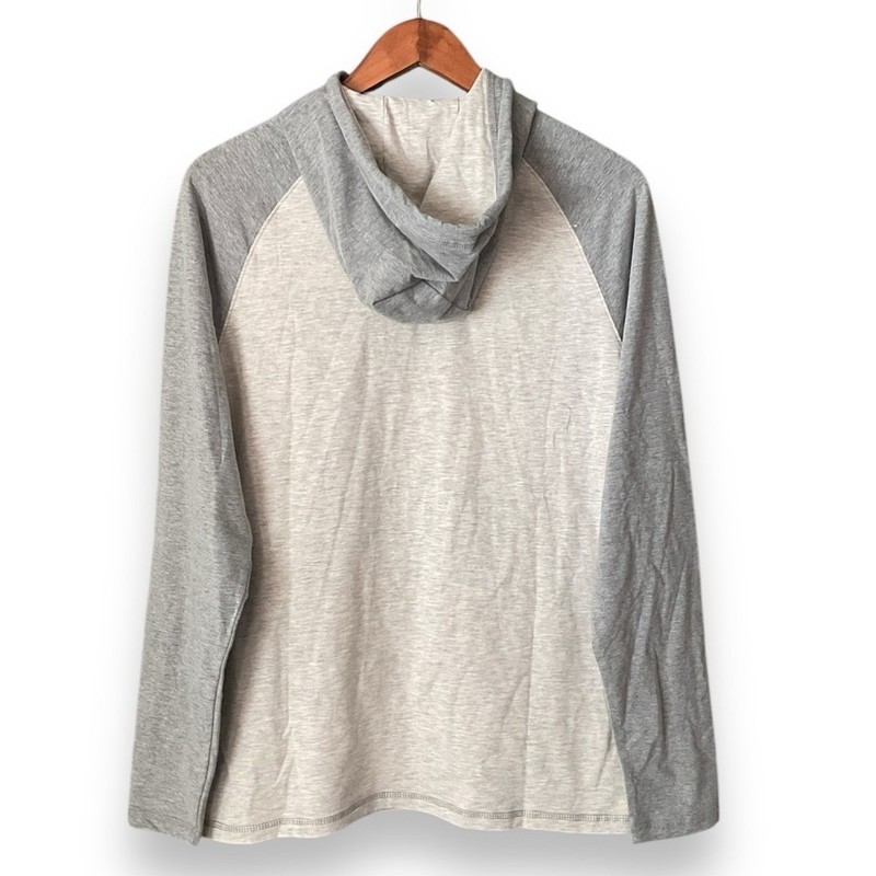 Flag & Anthem Madeflex Two-Tone Grey Hooded Henley Long Sleeve Top Size Small gallery