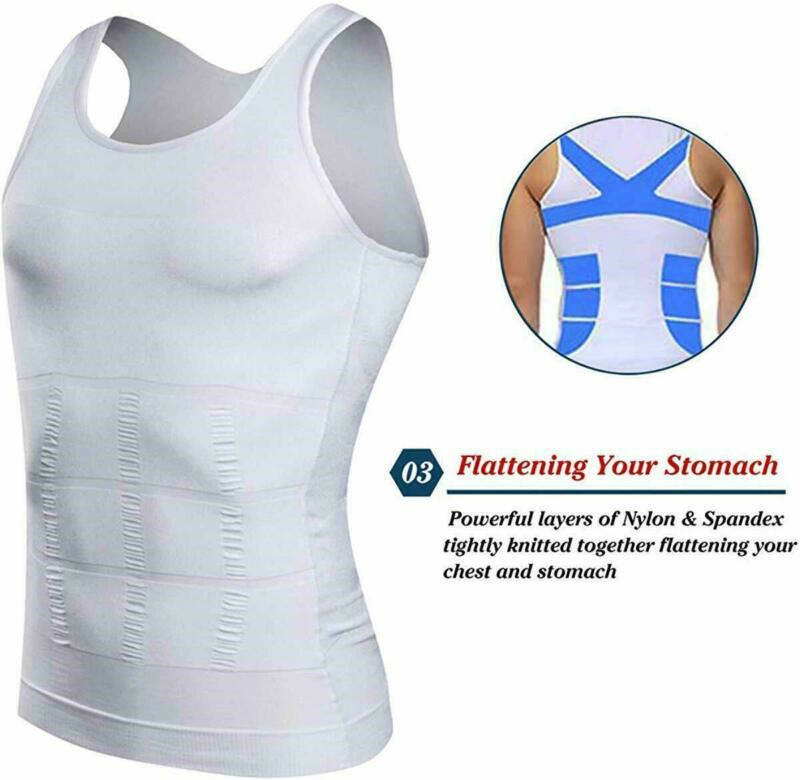 Men Body Slimming Vest Tummy Shaper Underwear Compression Waist Trainer Tank Top gallery