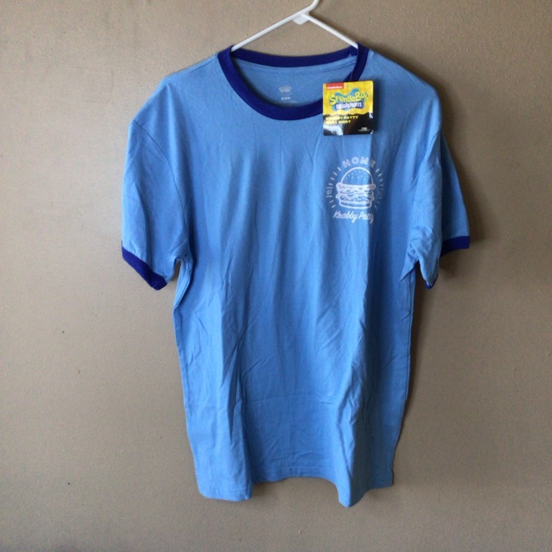 NEW Nickelodeon SpongeBob SquarePants Fresh Off The Grill Blue T-Shirt Size M gallery