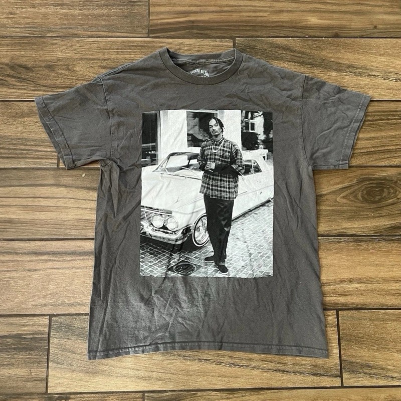 Death Row Records Snoop Dogg Graphic T Shirt Mens M Gray Double Sided Hip Hop