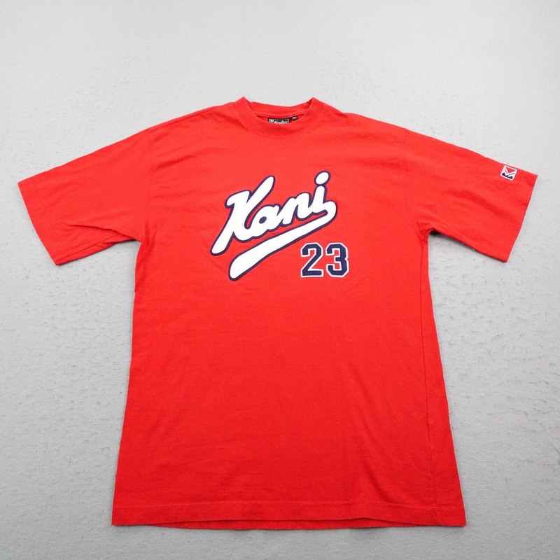 Vintage Kani Shirt Mens Large Red 23 Script Logo Streetwear Hip Hop Crewneck 90s
