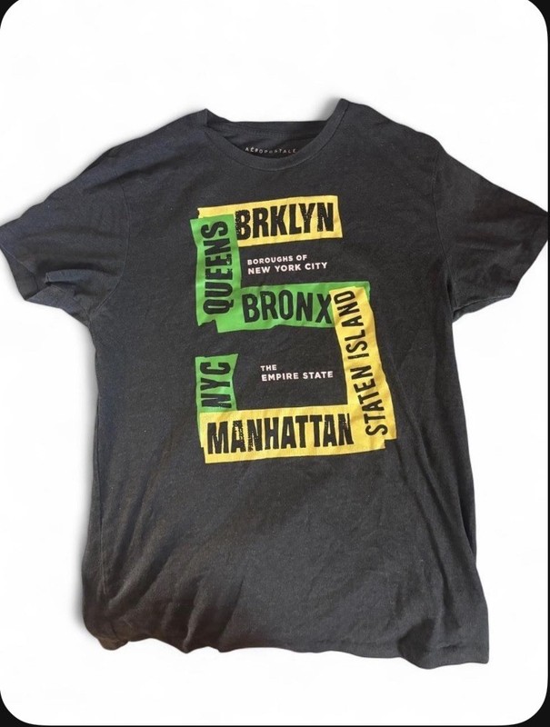 grey and black New York City t-shirt