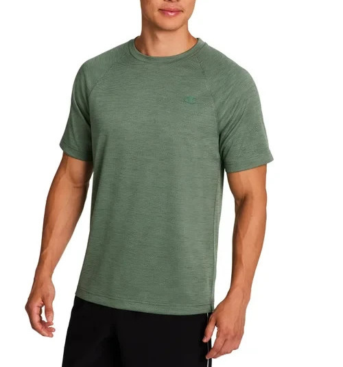 Champion Men's Active Raglan T-Shirt Moisture-Wicking- Crew Black /Navy/ Green gallery