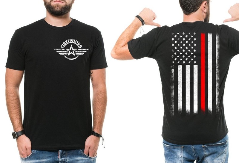 Thin Red Line Shirt Firefighter Thin Red Line USA Flag Red Line of Courage Shirt