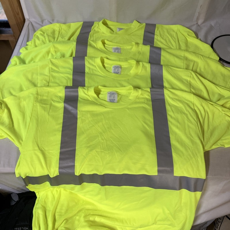 Lot of 4 Iron Horse XL Work T-Shirts Hi Vis ANSI Class 2 Short Sleeve Reflective