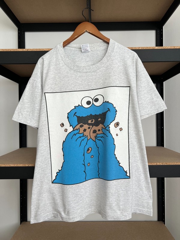 Vintage 90s Jim Henson Cookie Monster Sesame Street Muppets Gray T-shirt Sz XL