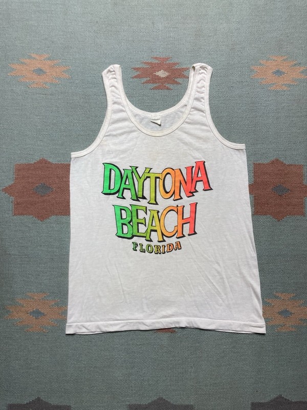 Vintage 70s 80s tank top shirt Daytona beach florida rainbow soft thin medium