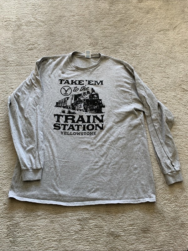 Yellowstone-“Take’Em To The Train Station” Men’s XXL 90Cotton-10Poly LS GUC.