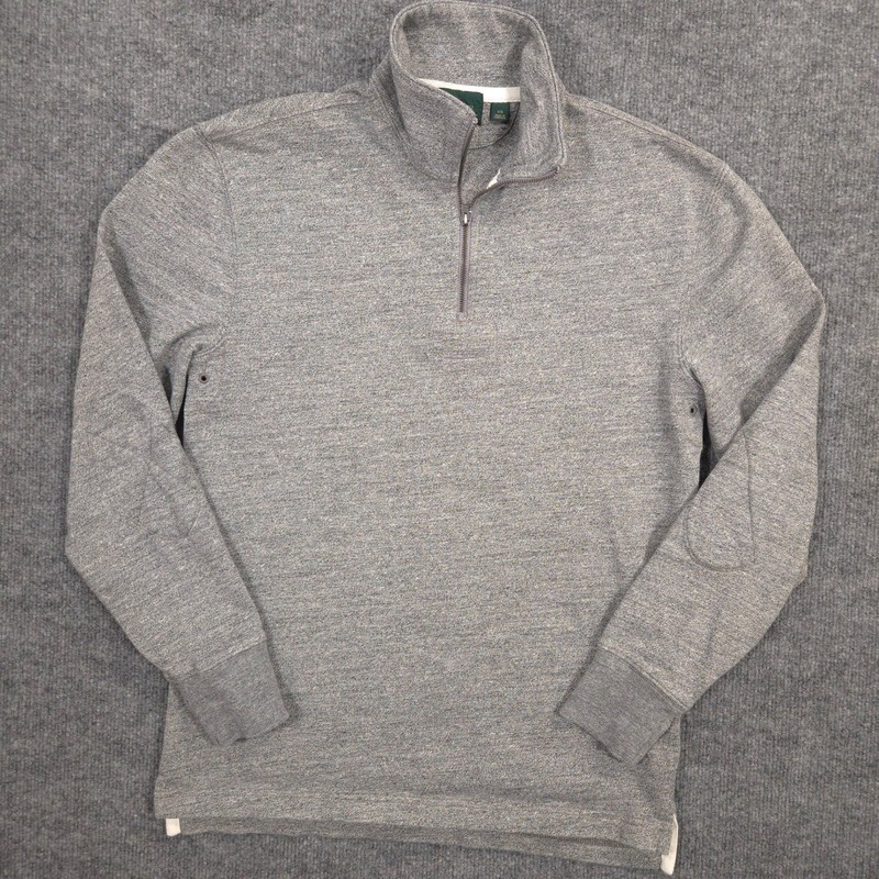 J Crew Half Zip Rugby Shirt Mens XS Gray Oarsman 11oz Cotton Jersey Tennis Tail