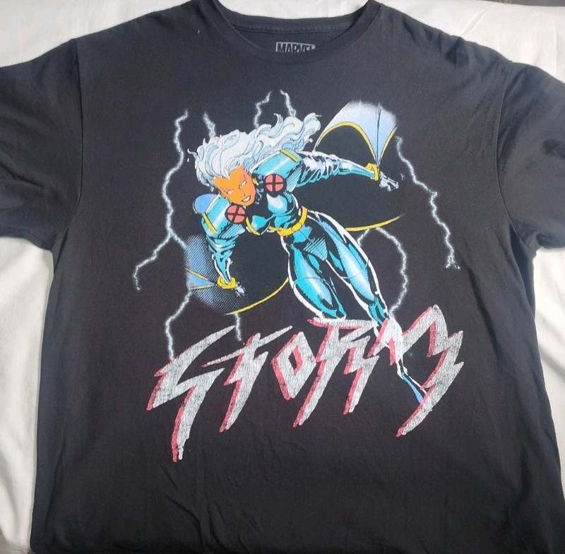 X-Men Y2K Storm Marvel comic Universe Print Shirt XL Black Graphic tee