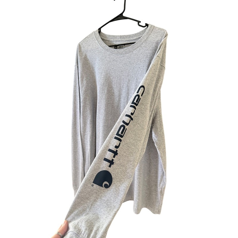 Carhartt Mens Loose Fit Long Sleeve Logo Graphic T-Shirt Gray Workwear 2XL