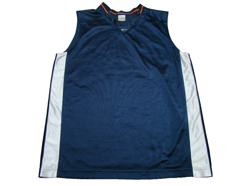 Vintage Nike Mens Size L Satin Swoosh Basketball Blue Orange Tank Top Jersey