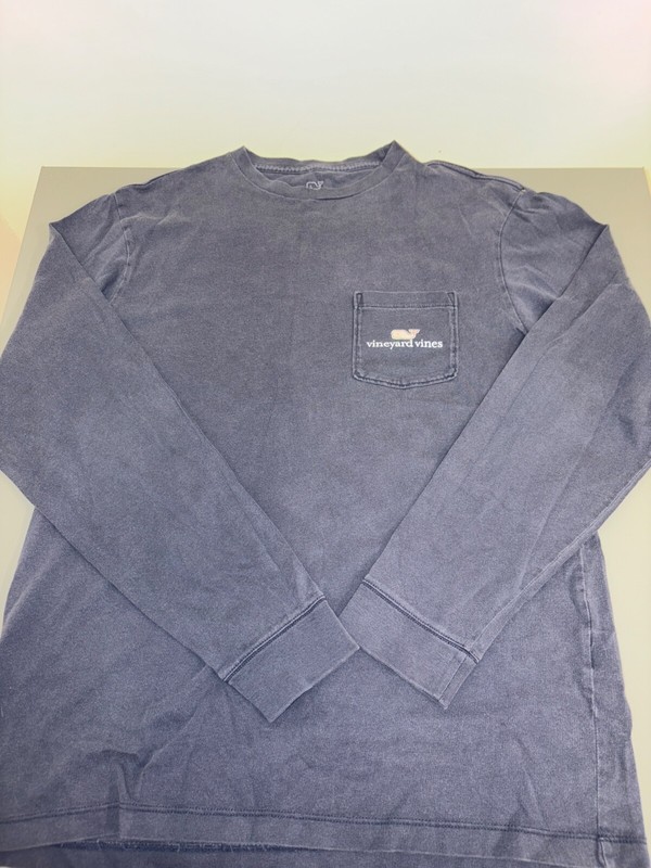 Vineyard Vines Long Sleeve Graphic Print Pocket T Shirt XS Blue Cotton