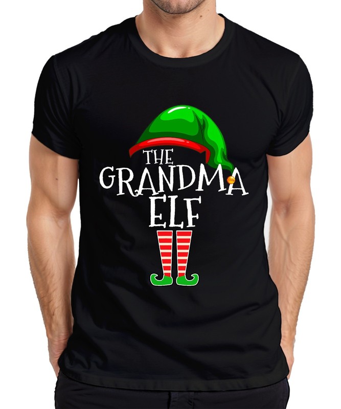 The Grandma Elf Christmas Grandma Gift Striped Legs Funny Mens T-Shirt