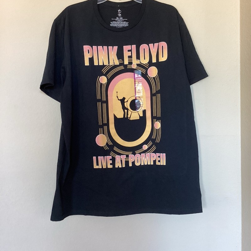 Pink Floyd Live at Pompeii Black Graphic Tee Crew Neck Short Sleeve Mens XL